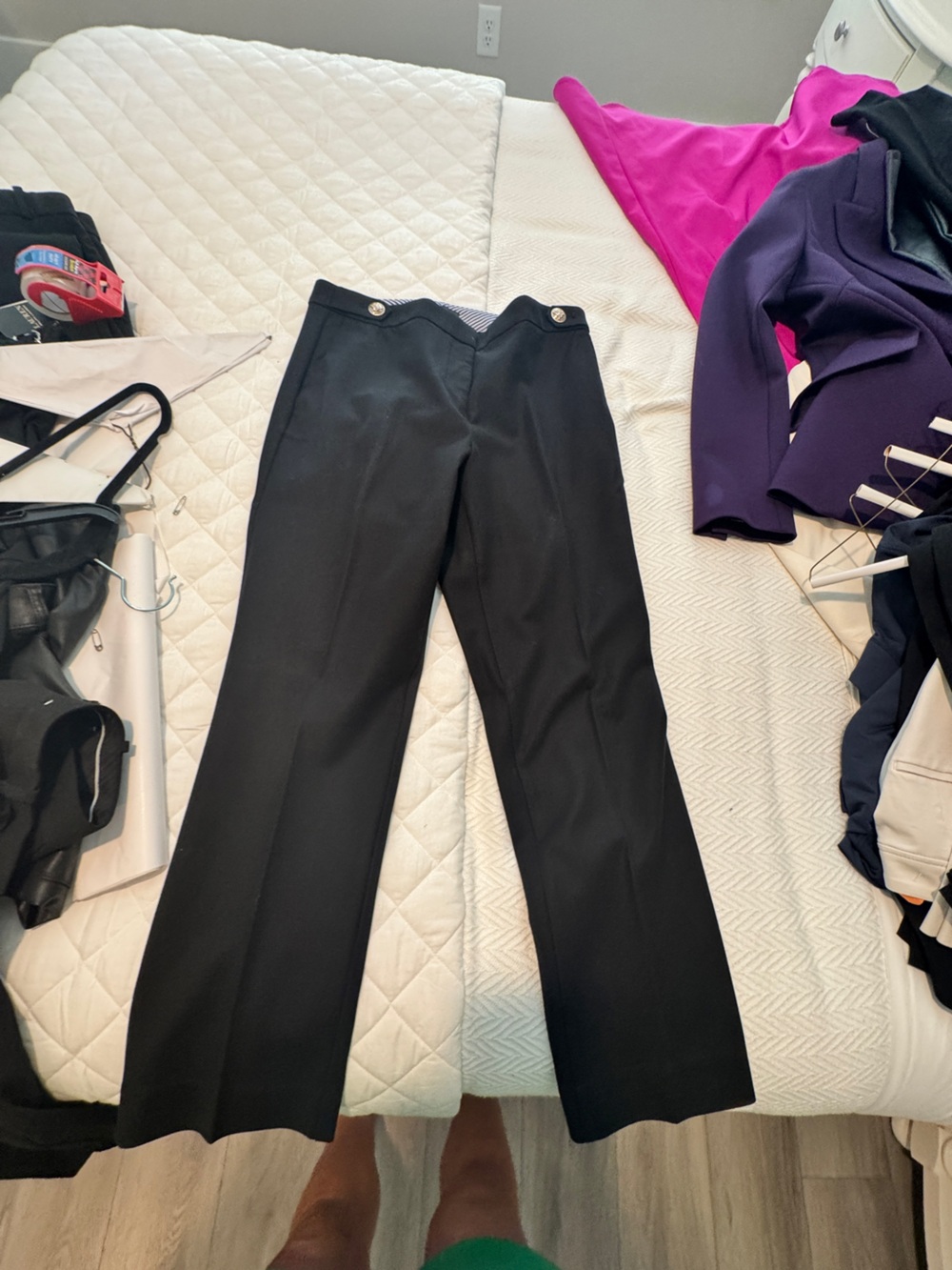 Ann Taylor Black Straight-Leg Dress Trousers ankle